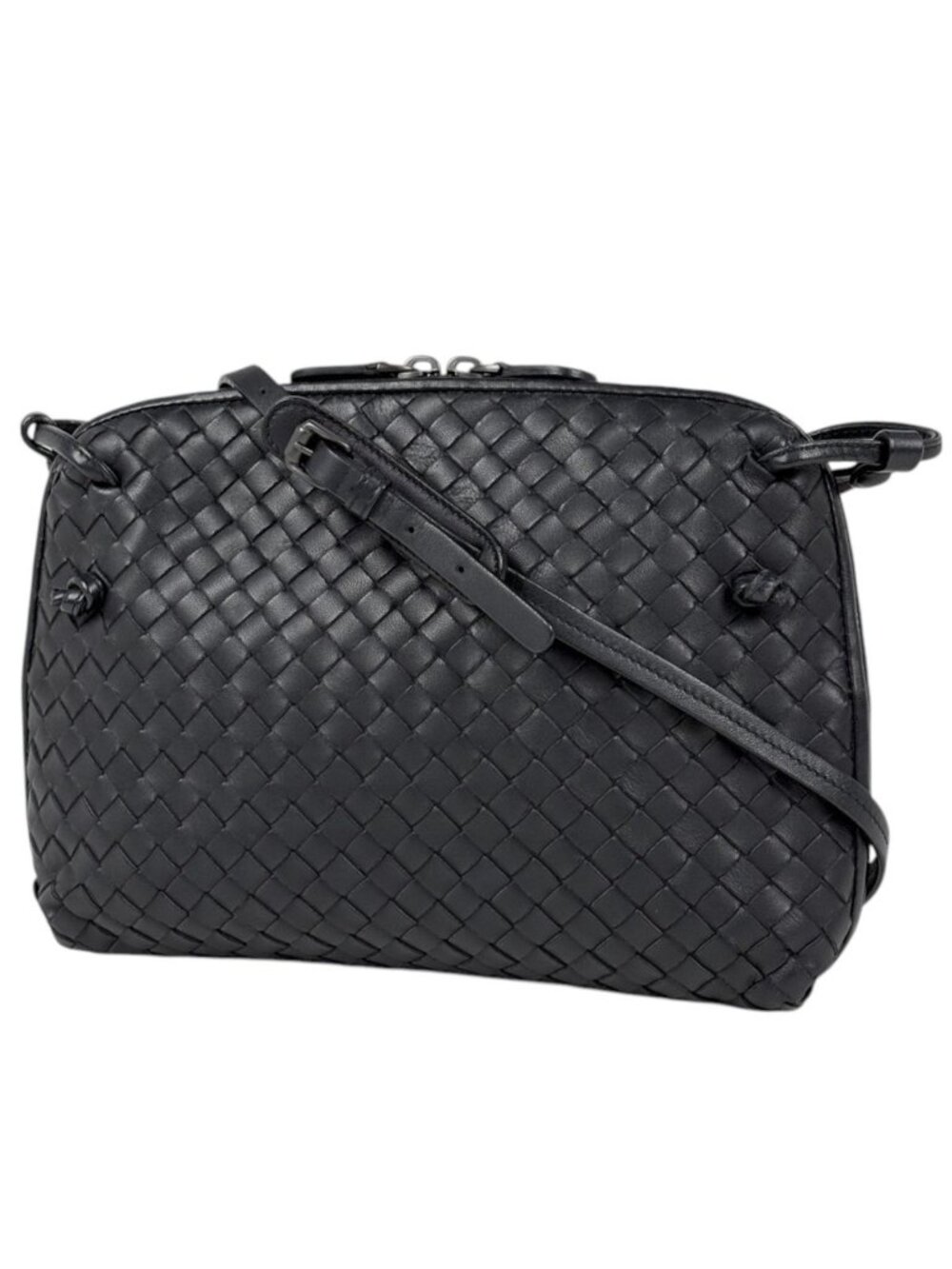 Bottega Veneta Shoulder Bag Intrecciato Leather Black